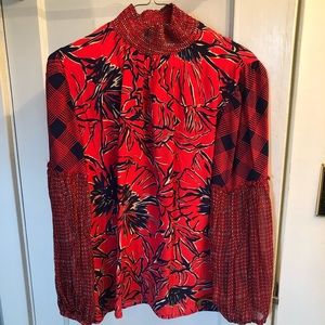 Anthropologie Bl-nk London Mixed Motif Red Blouse